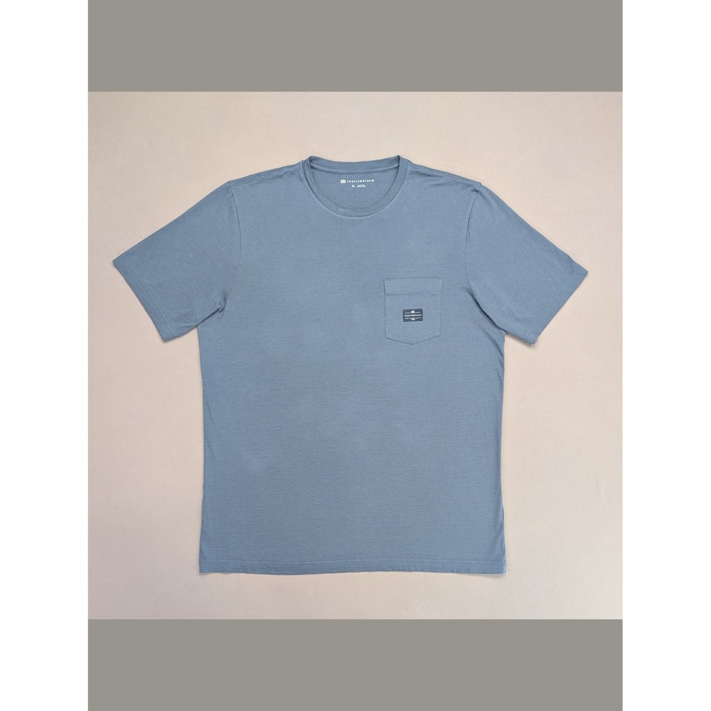 TravisMathew Blue Pocket Tee XL Graphic Back Logo Shirt Casual Golf